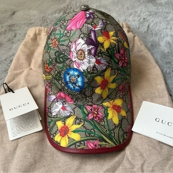 ✨ NWT Gucci Flora GG Supreme Monogram Coated Canvas Baseball Hat - Size M - Picture 3 of 16
